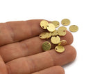 Brass Round Charm, 50 Textured Raw Brass Round Tags With 1 Hole (8x0.80mm) A1865