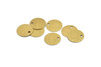 Brass Round Charm, 50 Textured Raw Brass Round Tags With 1 Hole (12mm) A1852