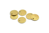 Brass Round Charm, 24 Textured Raw Brass Round Tags With 1 Hole (12x0.80mm) A1855