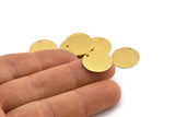 Brass Round Charm, 24 Textured Raw Brass Round Tags With 1 Hole (16mm) A1880