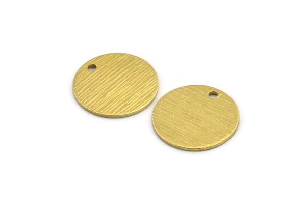 Brass Round Charm, 12 Textured Raw Brass Round Tags With 1 Hole (16x0.80mm) A1867