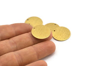 Brass Round Charm, 8 Textured Raw Brass Round Tags With 1 Hole (20x0.80mm) A1862