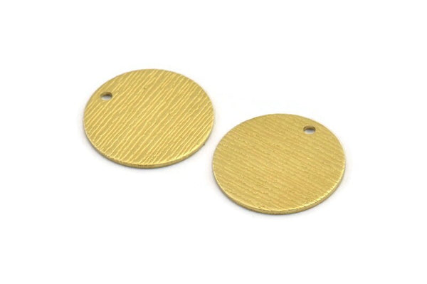 Brass Round Charm, 10 Textured Raw Brass Round Tags With 1 Hole (18x0.80mm) A1863