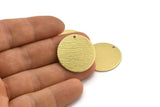 Brass Round Charm, 6 Textured Raw Brass Round Tags With 1 Hole (25x0.80mm) A1881