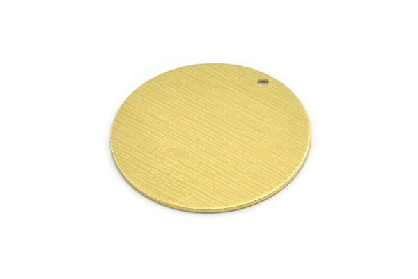 Brass Round Charm, 4 Textured Raw Brass Round Tags With 1 Hole (30x0.80mm) A1869
