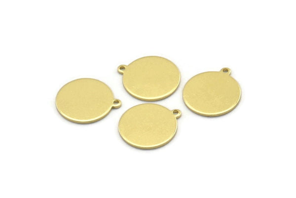 Brass Cabochon Tag, 24 Raw Brass Round Charms With 1 Loop, Stamping Tags (16x14x0.80mm) M01591