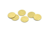 Brass Round Tag, 24 Textured Raw Brass Round Stamping Blanks, Findings (14x0.80mm) M01583