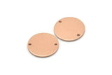 Copper Round Charm, 24 Raw Copper Brass Round Charms With 2 Holes, Findings (14x0.80mm) M01605