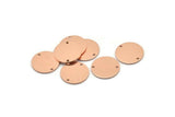 Copper Round Charm, 24 Raw Copper Brass Round Charms With 2 Holes, Findings (14x0.80mm) M01605