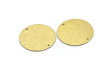 Brass Round Charm, 4 Textured Raw Brass Stamping Blanks With 2 Holes, Stamping Tags (30x0.80mm) M01582