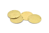 Brass Round Charm, 4 Textured Raw Brass Stamping Blanks With 2 Holes, Stamping Tags (30x0.80mm) M01582
