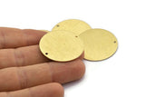 Brass Round Charm, 4 Textured Raw Brass Stamping Blanks With 2 Holes, Stamping Tags (30x0.80mm) M01582