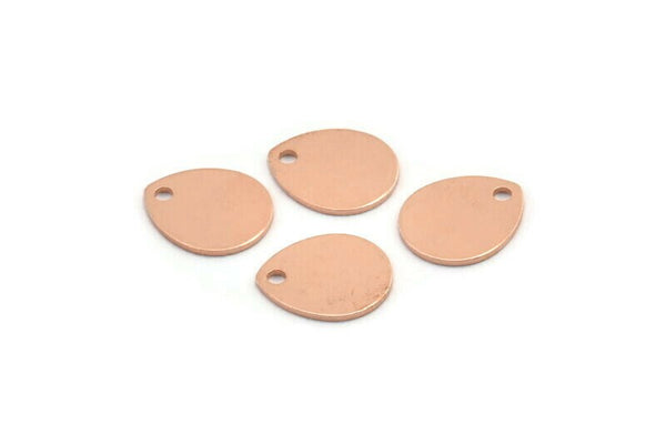 Copper Drop Charm, 12 Raw Copper Drop Charms With 1 Hole, Stamping Blanks (12x0.70mm) M01426