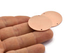 Copper Round Charm, 4 Raw Copper Round Charms With 2 Holes, Stamping Blanks (30x0.80mm) M01600