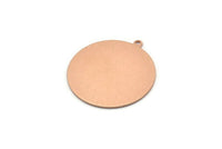 Bakır Yuvarlak Charm, 1 Döngülü 4 Ham Bakır Yuvarlak Charm, Damgalama Boşlukları (33x30x0,80 mm) M01601