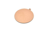 Bakır Yuvarlak Charm, 1 Döngülü 4 Ham Bakır Yuvarlak Charm, Damgalama Boşlukları (33x30x0,80 mm) M01601