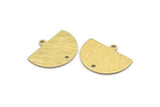 Semi Circle Charm, 10 Textured Raw Brass Half Moon Charms With 1 Loop And 1 Hole, Stamping Blank (22x17x0.70mm) M01443