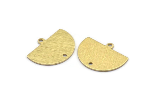 Yarım Daire Charm, 1 Döngü ve 1 Delikli 10 Dokulu Ham Pirinç Yarım Ay Charm, Damgalama Boşluğu (22x17x0,70 mm) M01443