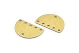 Semi Circle Charm, 10 Textured Raw Brass Half Moon Connectors With 6 Holes (22x14x0.80mm) M01568