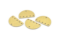 Semi Circle Charm, 10 Textured Raw Brass Half Moon Connectors With 6 Holes (22x14x0.80mm) M01568