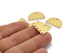 Semi Circle Charm, 10 Textured Raw Brass Half Moon Connectors With 6 Holes (22x14x0.80mm) M01568