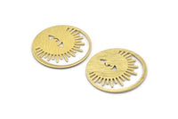 Brass Eye Charm, 4 Textured Raw Brass Eye Charms (30x0.80mm) M01555
