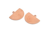 Semi Circle Charm, 10 Raw Copper Half Moon Charms With 1 Loop, Stamping Blank (22x17x0.70mm) M01432