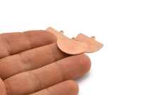 Semi Circle Charm, 10 Raw Copper Half Moon Charms With 1 Loop, Stamping Blank (22x17x0.70mm) M01432
