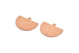 Semi Circle Charm, 10 Raw Copper Half Moon Charms With 1 Loop And 1 Hole, Stamping Blank (22x17x0.70mm) M01433