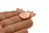 Semi Circle Charm, 10 Raw Copper Half Moon Charms With 1 Loop And 1 Hole, Stamping Blank (22x17x0.70mm) M01433
