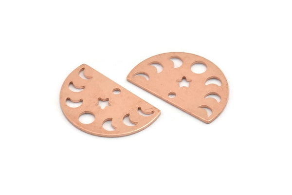 Bakır Yıldız Tılsımı, 1 Delikli 10 Ham Bakır Ay Evreleri Tılsımı (22x14x0,70 mm) M01438