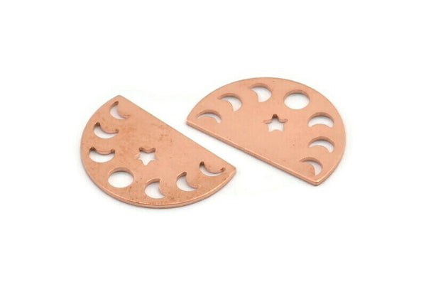 Bakır Yıldız Charm, 10 Ham Bakır Ay Evresi Boşluğu (22x14x0,70 mm) M01439
