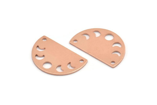 Bakır Ay Tılsımı, 2 Delikli 10 Ham Bakır Ay Evreleri Tılsımı (22x14x0,70 mm) M01441