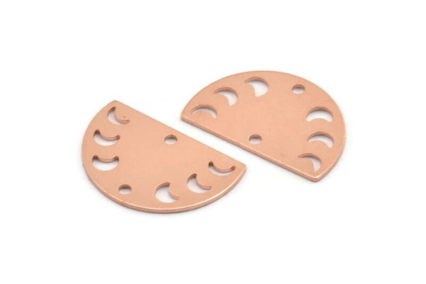 Bakır Ay Tılsımı, 2 Delikli 10 Ham Bakır Ay Evreleri Tılsımı (22x14x0,70 mm) M01437