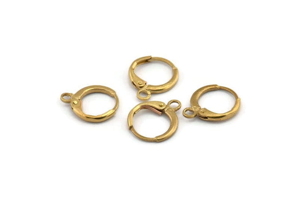 Brass Leverback Earring, 24 Raw Brass Leverback Earrings, Findings (12mm) A0790