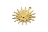 Pirinç Güneş Tılsımı, 2 Ham Pirinç, Pirinç Güneş, Tılsım Kolye Ucu, Pirinç Kolye Ucu, 1 Halkalı Pirinç Tılsım (32x30mm) N1518