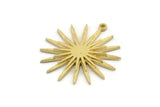 Brass Sun Charm, 2 Raw Brass, Brass Sun, Charm Pendant, Brass Pendant, Brass Charm With 1 Loop (32x30mm) N1519