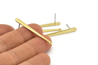 Brass Stick Earring, 8 Raw Brass Stick Stud Earrings With 1 Hole (40x4x1.5x0.80mm) A1353 A1814