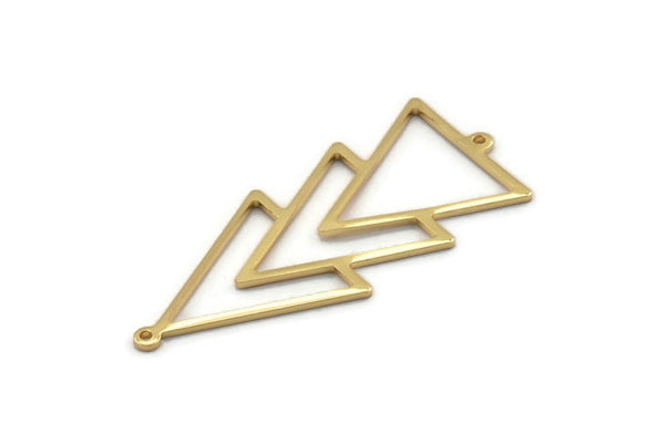 Gold Triangle Charm, 2 Gold Plated Brass Triangle Charms With 2 Loops (51x21x1mm) M01128