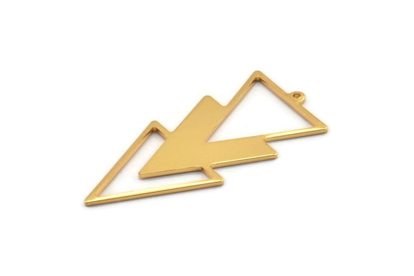 Gold Triangle Charm, 2 Gold Plated Brass Triangle Charms With 1 Loop (49x21x1mm) M01118