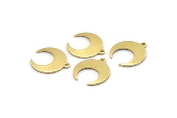 Brass Moon Charm, 12 Raw Brass Crescent Moon With 1 Loop, Earrings (16x14x0.80mm) M01569