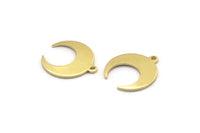 Brass Moon Charm, 12 Raw Brass Crescent Moon With 1 Loop, Earrings (16x14x0.80mm) M01569