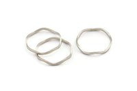 Silver Circle Rings, 12 Silver Tone Brass Wavy Circle Rings, Connectors (20x0.80x1.5mm) E192 H1599