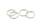 Silver Circle Rings, 12 Silver Tone Brass Wavy Circle Rings, Connectors (20x0.80x1.5mm) E192 H1599