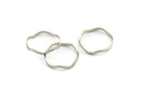 Silver Circle Rings, 12 Silver Tone Brass Wavy Circle Rings, Connectors (18.50x0.80x1.5mm) E191 H1597