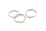 Silver Circle Rings, 12 Silver Tone Brass Wavy Circle Rings, Connectors (18.50x0.80x1.5mm) E191 H1597