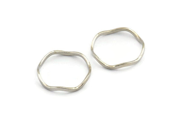 Silver Circle Rings, 12 Silver Tone Brass Wavy Circle Rings, Connectors (18.50x0.80x1.5mm) E191 H1597