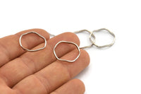Silver Circle Rings, 12 Silver Tone Brass Wavy Circle Rings, Connectors (18.50x0.80x1.5mm) E191 H1597