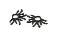 Black Sun Pendant, 2 Oxidized Black Brass Sun Pendants (37.5x24.5x2mm) E206 S1152