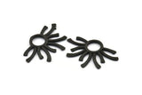 Black Sun Pendant, 2 Oxidized Black Brass Sun Pendants (37.5x24.5x2mm) E206 S1152
